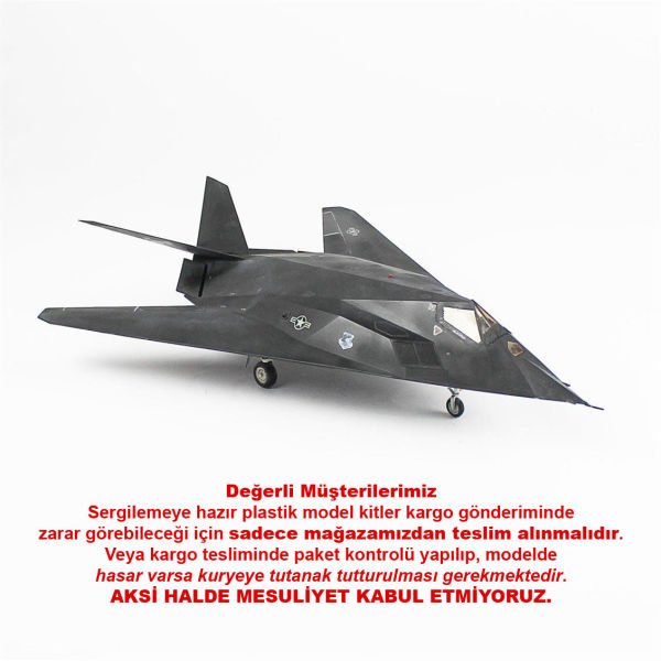 QD045 1/48 Ölçek, F-117A NightHawk Sergilemeye Hazır Plastik Uçak Maketi