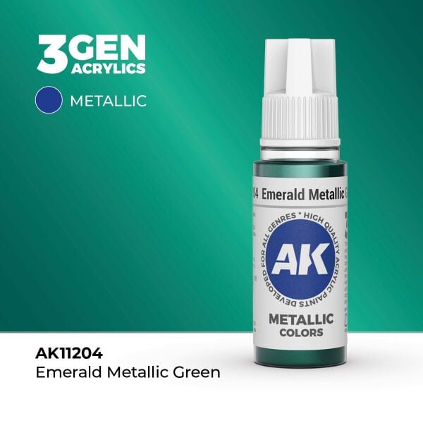 AK 11204 17 ml. Emerald Metallic Green, 3GEN Akrilik Model Boyası