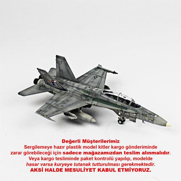 QD046 1/72 Ölçek, F-18D Hornet Sergilemeye Hazır Plastik Uçak Maketi