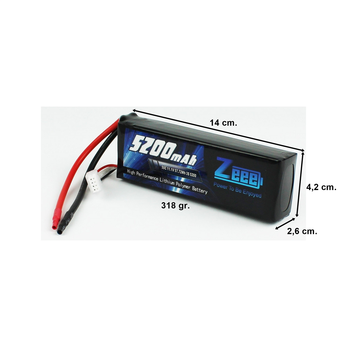 Zeee Power 3S, 11.1 Volt, 5200 mAh, 50C, Fişsiz, Soft Case Li-Po Pil