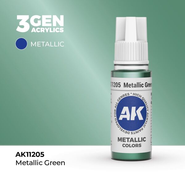 AK 11205 17 ml. Metallic Green, 3GEN Akrilik Model Boyası