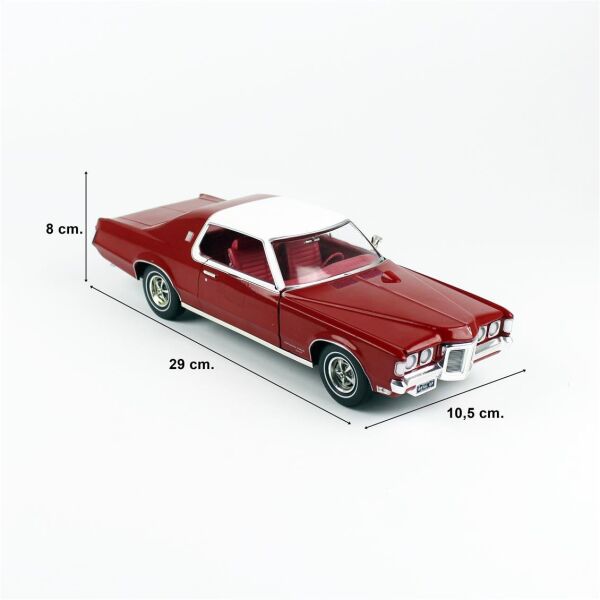 AutoWorld AMM1273 1/18 Ölçek,1969 Pontiac Grant Prix Roy Bobcat, Kırmızı, Sergilemeye Hazır Metal Araba Modeli