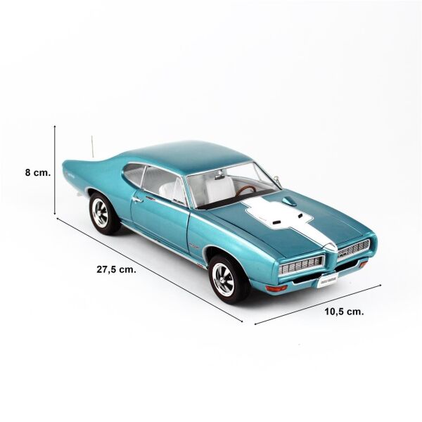 AutoWorld AMM1277 1/18 Ölçek, 1968 Pontiac Royal Bobcat, Turkuaz, Sergilemeye Hazır Metal Araba Modeli