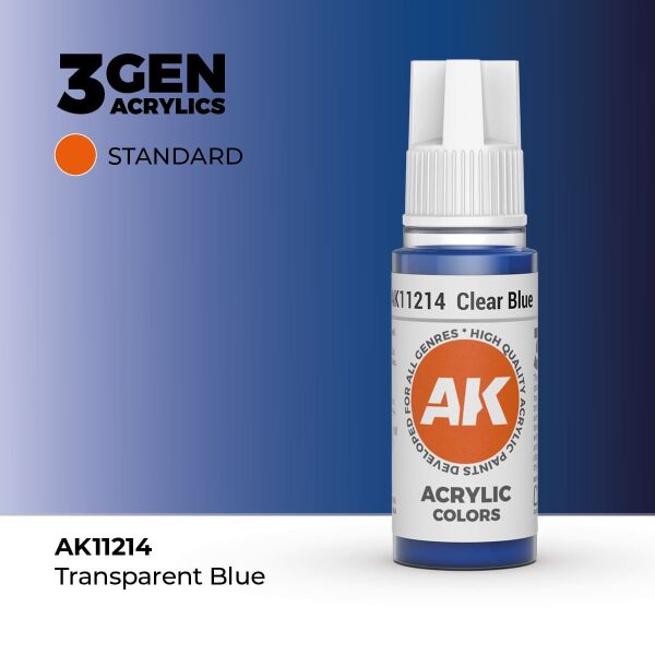AK 11214 17 ml. Şeffaf Mavi, 3GEN Akrilik Model Boyası