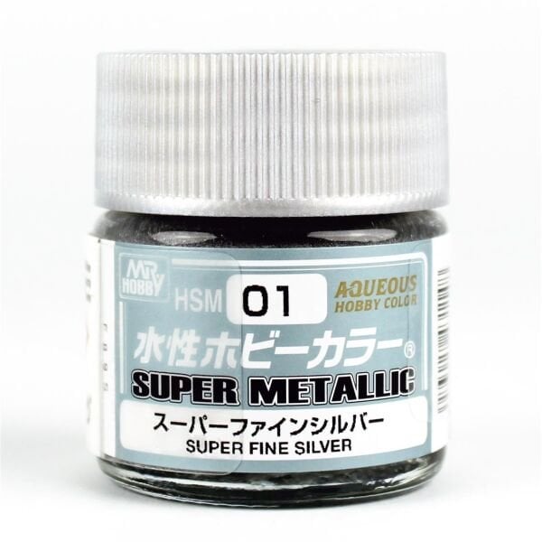 Mr.Hobby HSM-01 10 ml. Superfine Silver, Super Metallic Colors, Aqueous Serisi Model Boyası