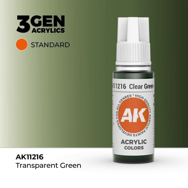 AK 11216 17 ml. Şeffaf Yeşil, 3GEN Akrilik Model Boyası
