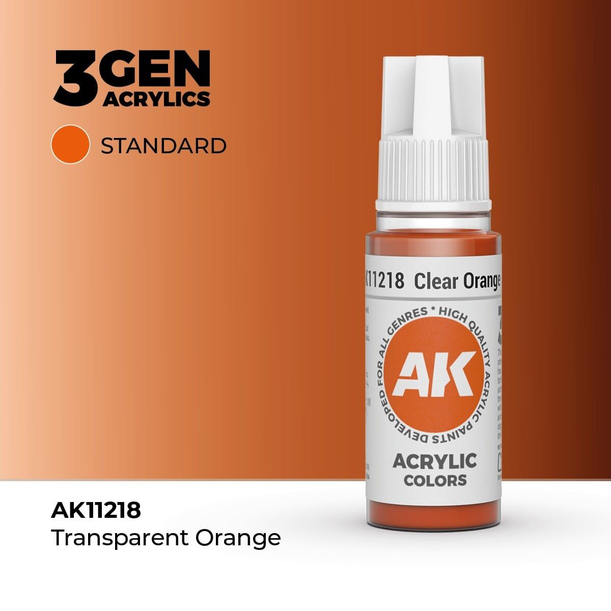 AK 11218 17 ml. Şeffaf Turuncu, 3GEN Akrilik Model Boyası