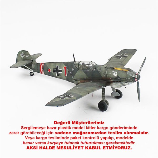 QD060 1/48 Ölçek, Messerschmitt Bf 109 E-3 Sergilemeye Hazır Plastik Uçak Maketi