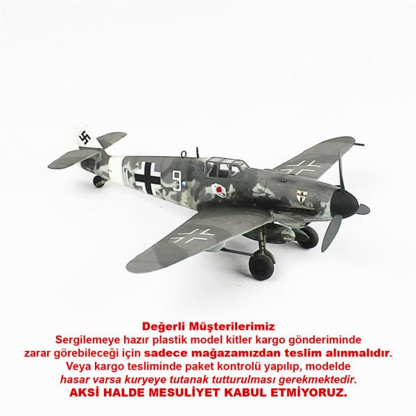 QD062 1/48 Ölçek, Messerschmitt Bf 109 G-6 Sergilemeye Hazır Plastik Uçak Maketi