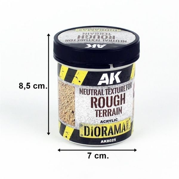 AK Interactive 8025 250 ml. Engebeli Arazi için Renksiz Toprak Dokusu, Akrilik, Diorama Serisi Zemin Dokusu