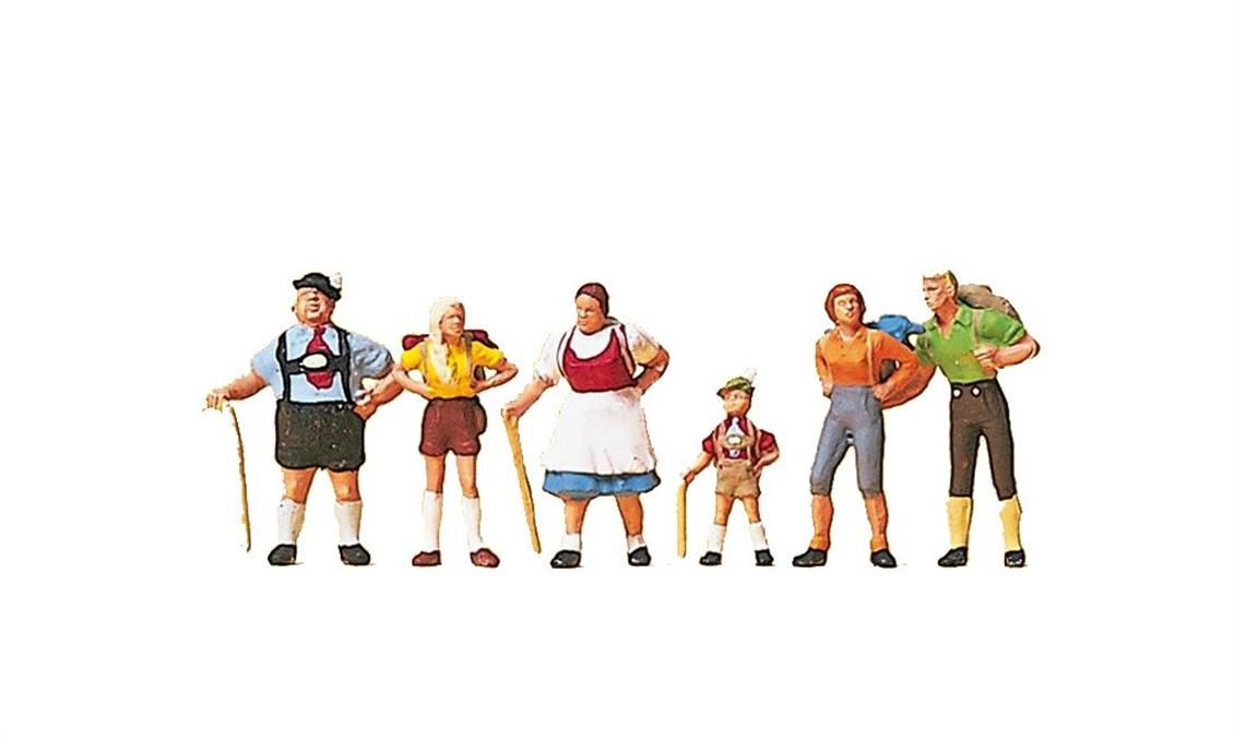 Preiser 10280 1/87 Ölçek, Allgäu da Aile Fotoğrafı, Boyanmış Plastik Figürleri, 6 Adet
