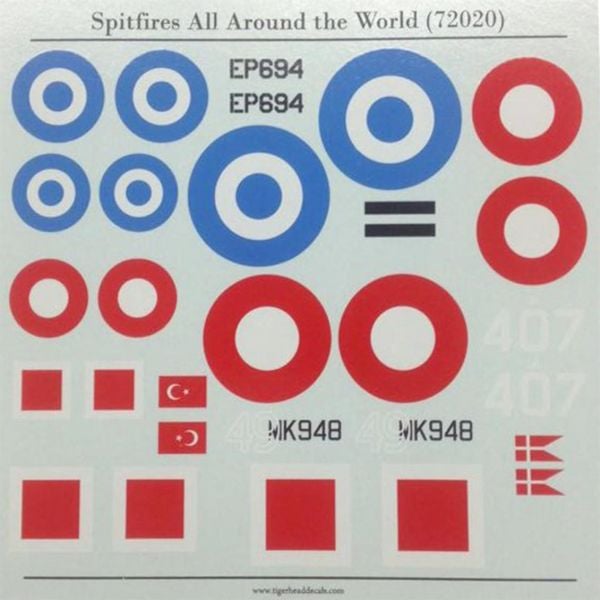 Tiger Head Decals 72020 1/72 Ölçek, Spitfires All Around the World