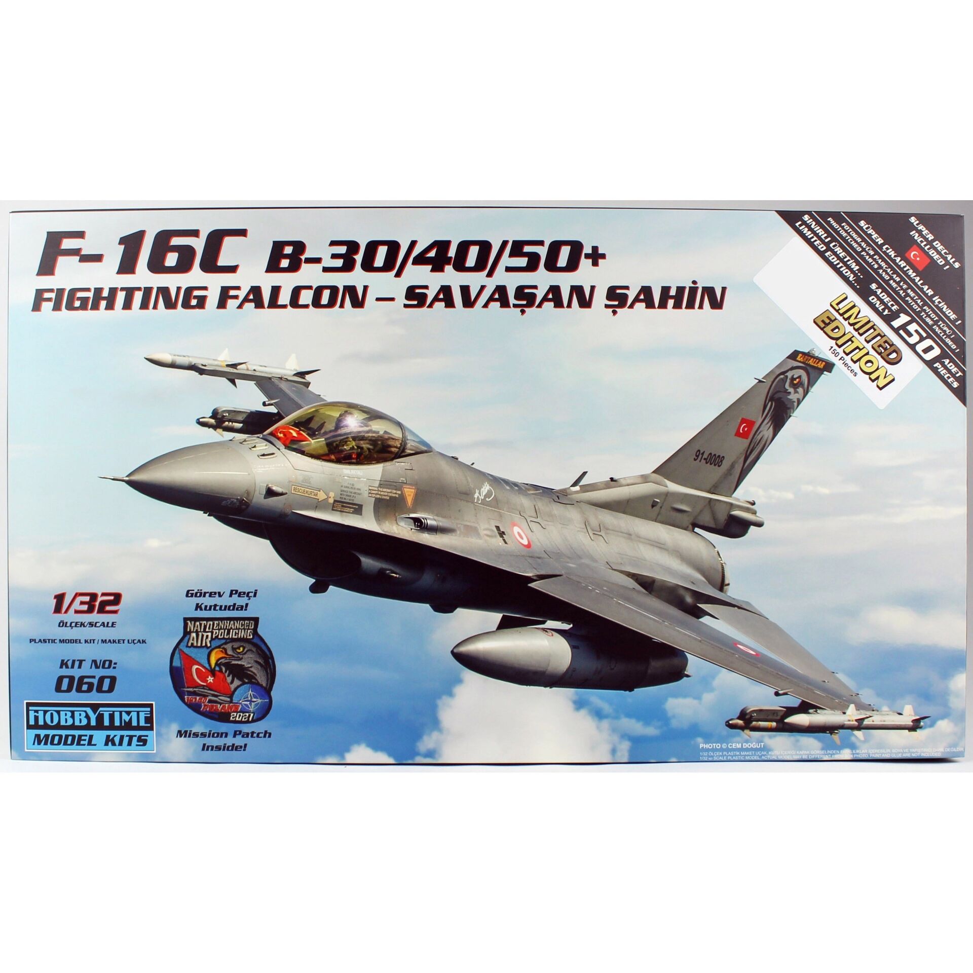 Hobbytime 060 1/32 Ölçek, F-16C B-30/40/50+ Fighting Falcon, Savaşan Şahin Savaş Uçağı Plastik Model Kiti