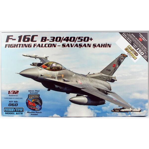 Hobbytime 060 1/32 Ölçek, F-16C B-30/40/50+ Fighting Falcon, Savaşan Şahin Savaş Uçağı Plastik Model Kiti