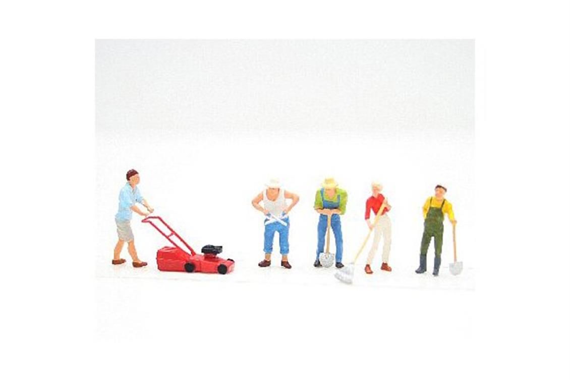 Preiser 10463 1/87 Ölçek, Bahçede Çalışan İnsanlar, Boyanmış Plastik Figürleri, 6 Adet