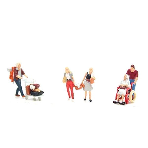 Preiser 10470 1/87 Ölçek, Seyahat Eden İnsanlar, Boyanmış Plastik Figürleri, 6 Adet