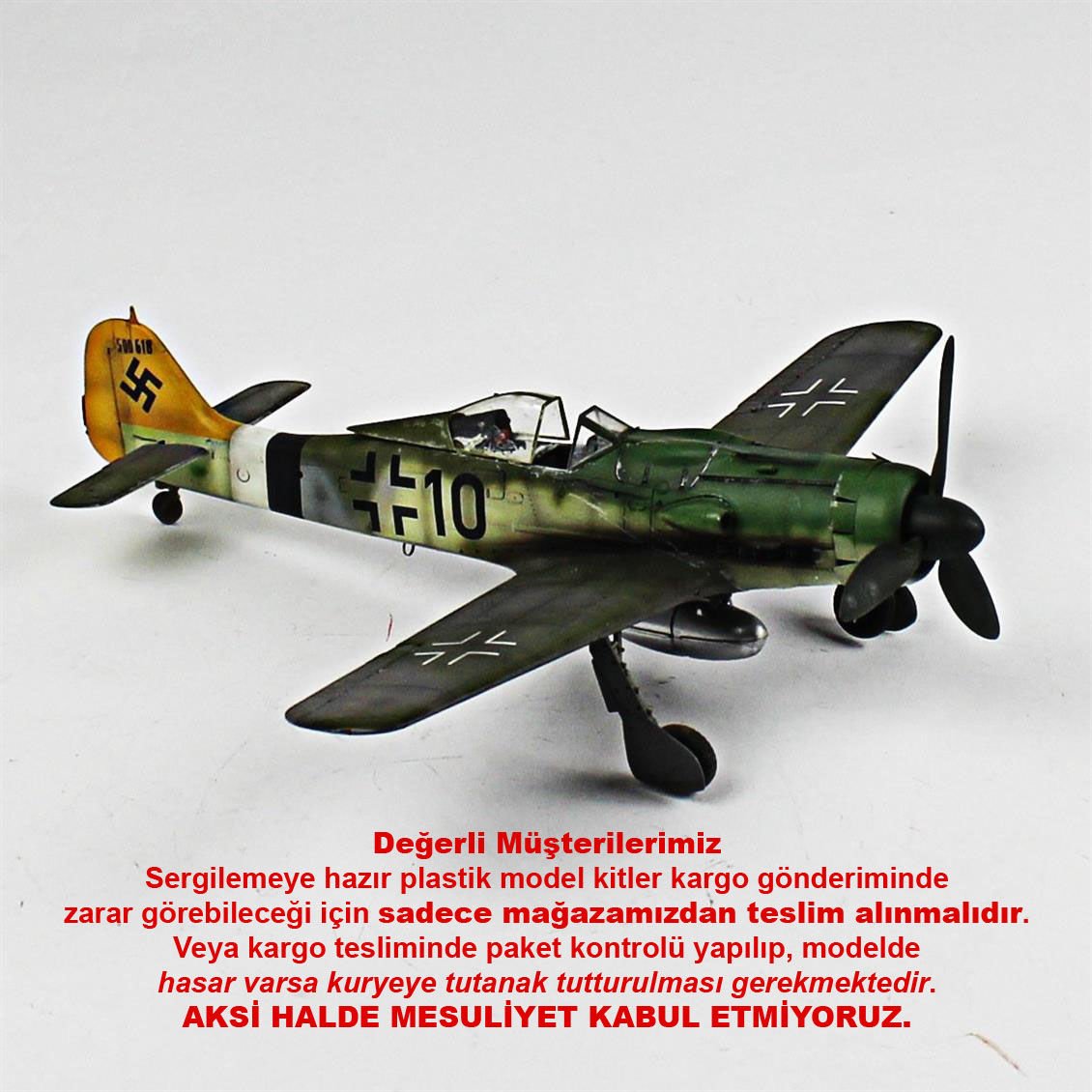 QD077 1/48 Ölçek, Focke-Wulf 190 D-9 Sergilemeye Hazır Plastik Uçak Maketi