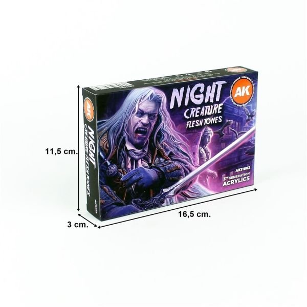 AK Interactive 11602 6x17 ml. Gece Yaratıkları Teni, Figürler için Akrilik Model Boyası Seti