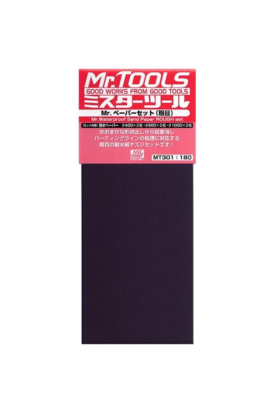 Mr.Hobby MT-301 Su Geçirmez, Kum Zımparası Seti, Kalın, (No.400x2, No.600x2, No.1000x2)