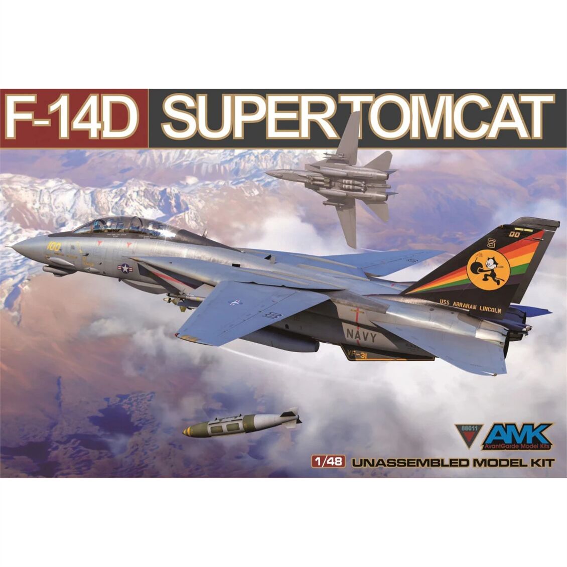AMK 88011 1/48 Ölçek, F-14D Super Tomcat (Bombcat), Savaş Uçağı Plastik Model