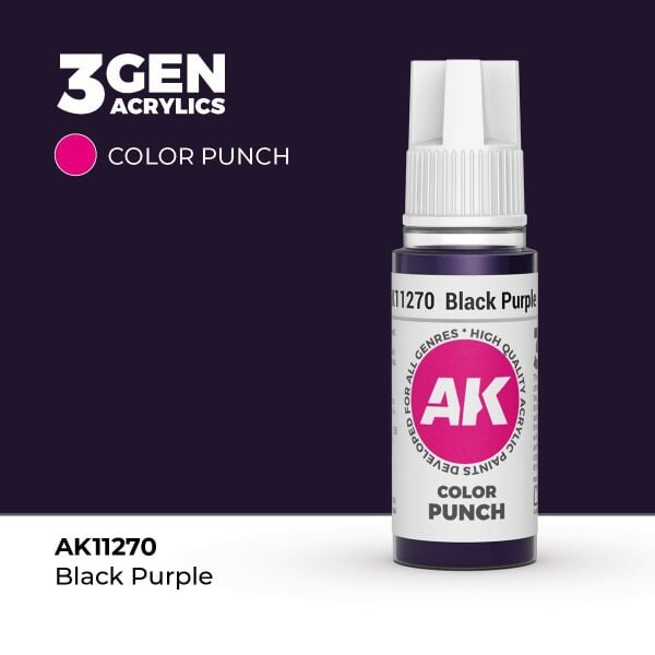 AK 11270 17 ml. Koyu Mor (Black Puprple Color Punch), Ultra Pigmentli 3GEN Akrilik Model Boyası
