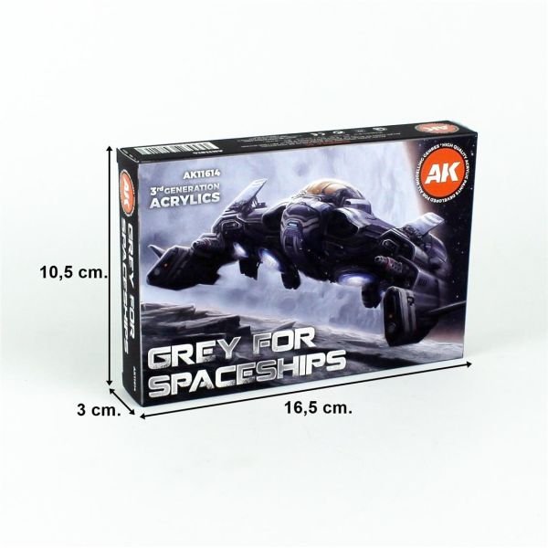 AK Interactive 11614 6x17 ml. Uzay Araçları Gri Tonları, Akrilik Model Boyası Seti