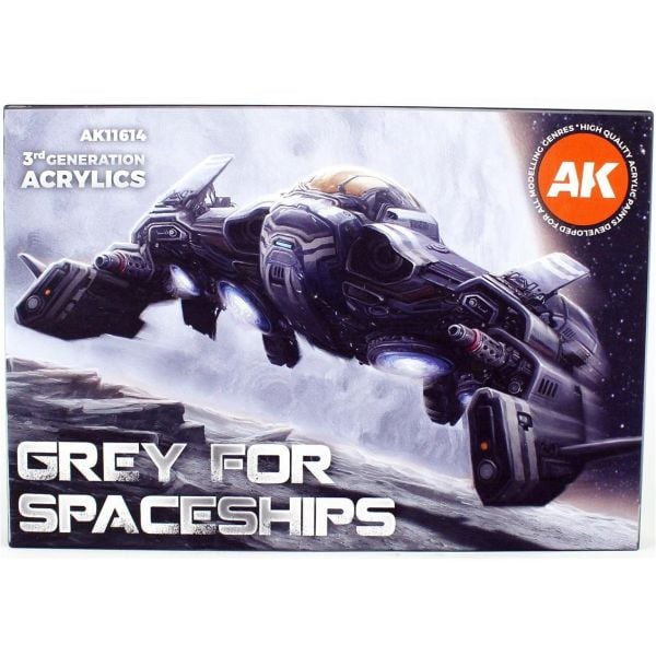 AK Interactive 11614 6x17 ml. Uzay Araçları Gri Tonları, Akrilik Model Boyası Seti