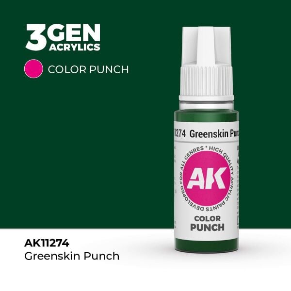 AK 11274 17 ml. Yeşilderili Yumruğu (Greenskin Punch Color Punch), Ultra Pigmentli 3GEN Akrilik Model Boyası