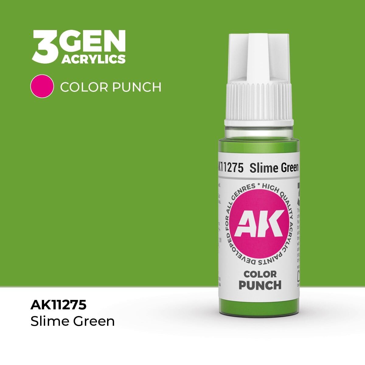 AK 11275 17 ml. Balçık Yeşili (Slime green Color Punch), Ultra Pigmentli 3GEN Akrilik Model Boyası