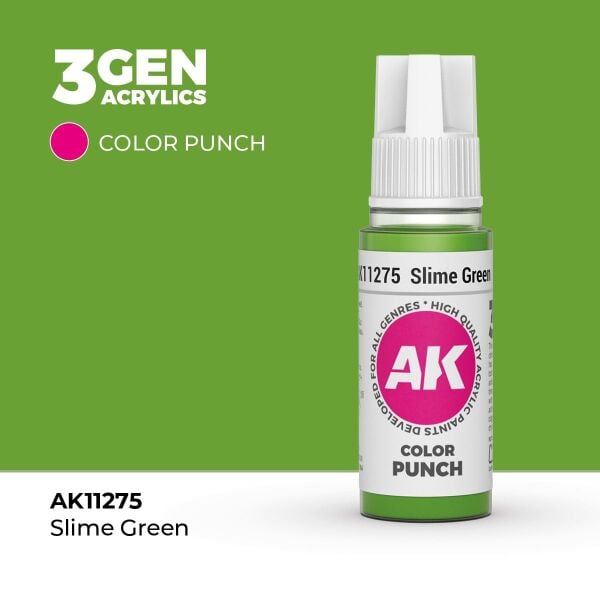 AK 11275 17 ml. Balçık Yeşili (Slime green Color Punch), Ultra Pigmentli 3GEN Akrilik Model Boyası