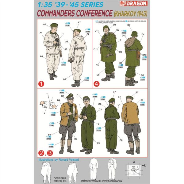 Dragon 6144 1/35 Ölçek, 4 adet Tank Komutanı Toplantısı (Kharkow 1943) Figürleri, Plastik Model Kiti