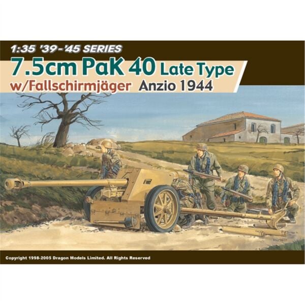 Dragon 6250 1/35 Ölçek ,7.5cm PaK 40 Geç Tip Çekili Top Ve Mürettebatı (Anzio 1944), Plastik Model Kiti
