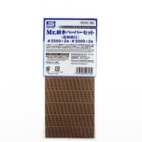 Mr.Hobby MT-310 Su Geçirmez, Kum Zımparası Seti, Süper İnce, (No.2500x2, No.3000x2)