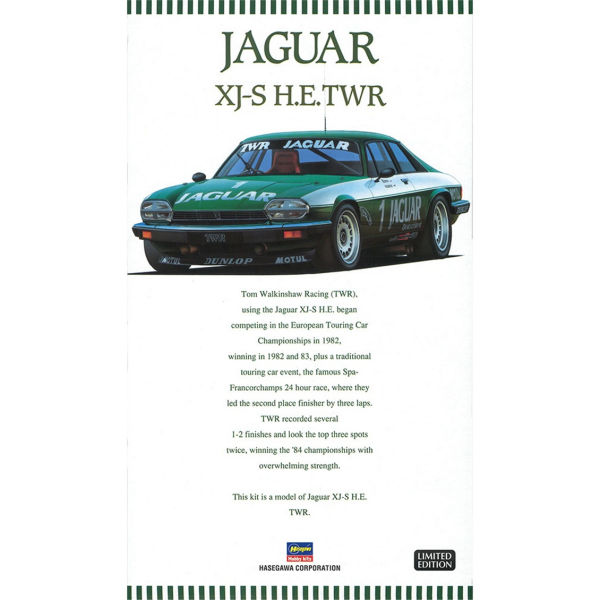Hasegawa 20305 1/24 Ölçek, Jaguar XJ-S H.E.TWR, Yarış Aracı Plastik Model Kiti