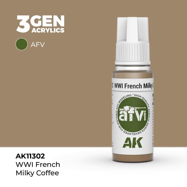 AK 11302 17 ml. WWI French Milky Coffee, AFV Serisi 3GEN Akrilik Model Boyası