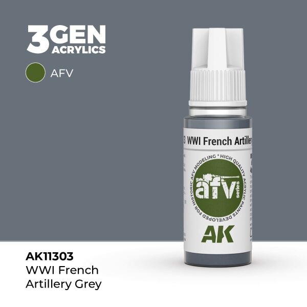 AK 11303 17 ml. WWI French Artillery Grey, AFV Serisi 3GEN Akrilik Model Boyası