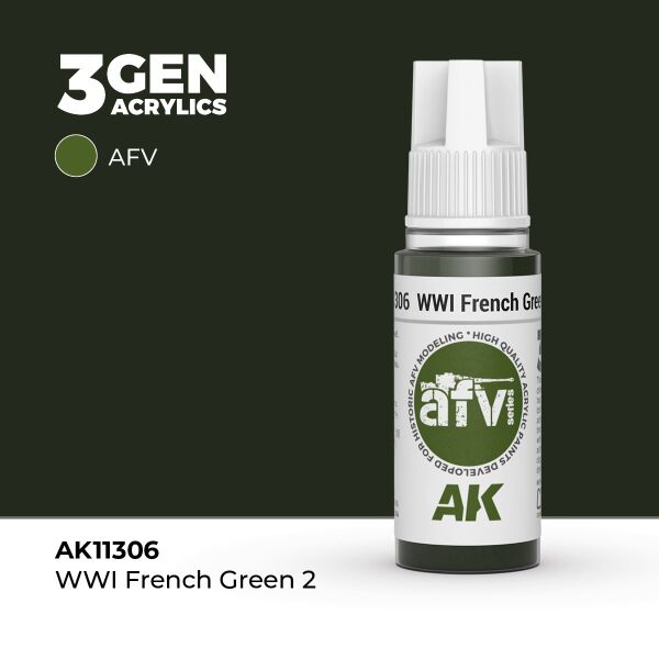AK 11306 17 ml. WWI French Green 2, AFV Serisi 3GEN Akrilik Model Boyası