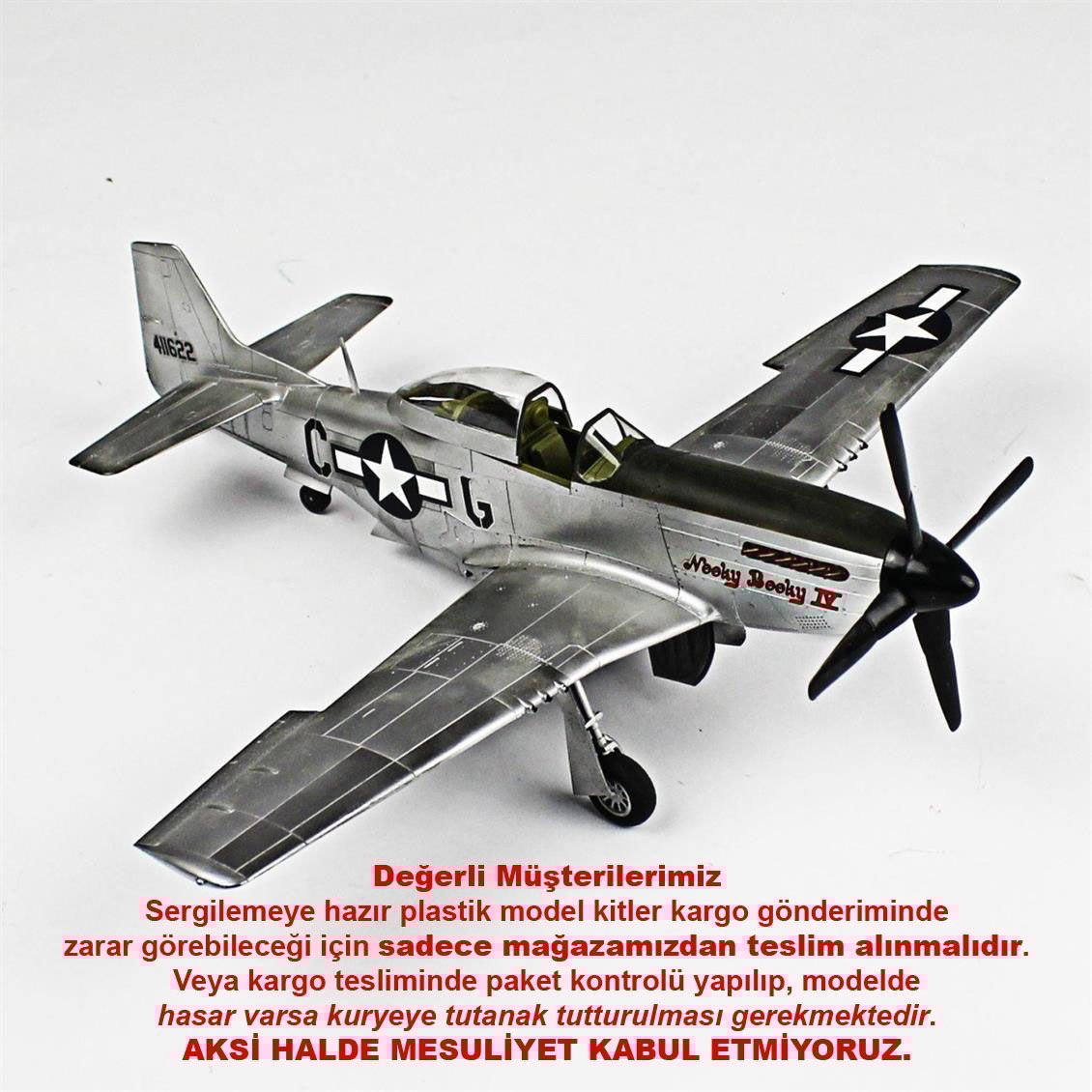 QD099 1/48 Ölçek, P-51D Mustang Sergilemeye Hazır Plastik Uçak Maketi
