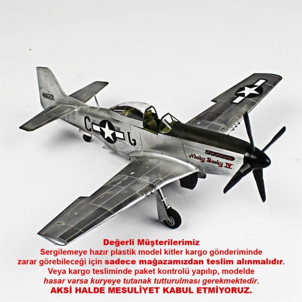 QD099 1/48 Ölçek, P-51D Mustang Sergilemeye Hazır Plastik Uçak Maketi