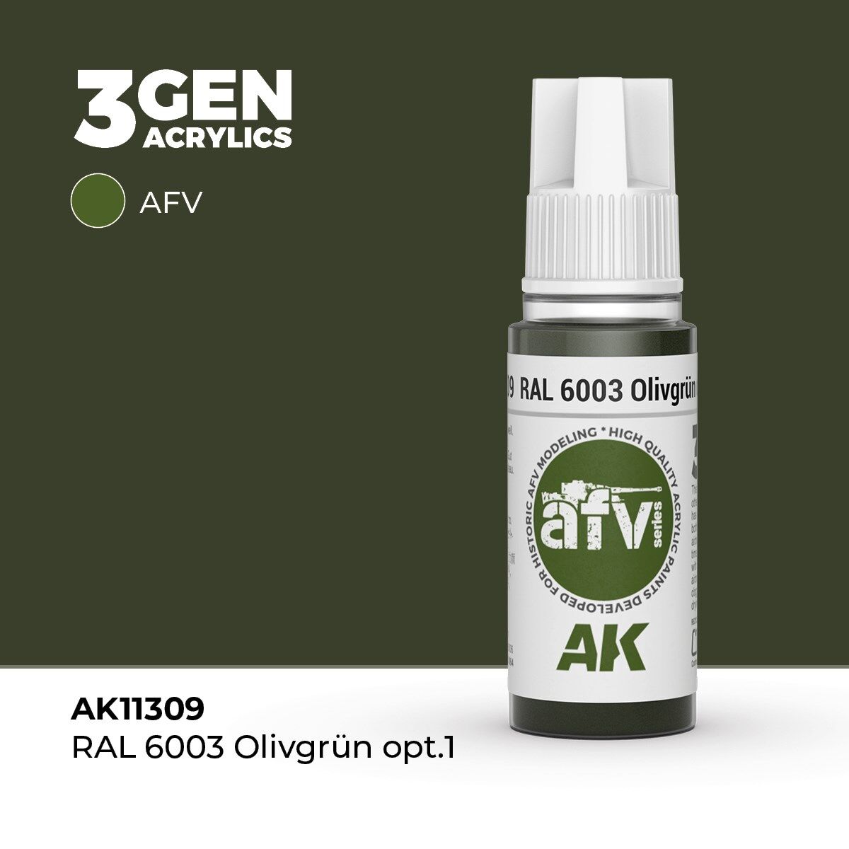 AK 11309 17 ml. RAL 6003 Olivegrün opt.1, AFV Serisi 3GEN Akrilik Model Boyası