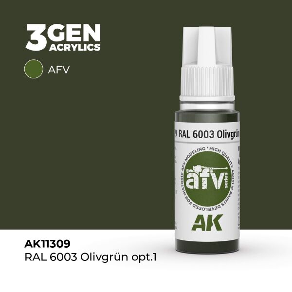 AK 11309 17 ml. RAL 6003 Olivegrün opt.1, AFV Serisi 3GEN Akrilik Model Boyası