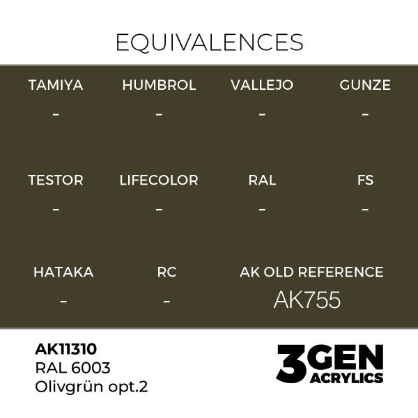 AK 11310 17 ml. RAL 6003 Olivegrün opt.2, AFV Serisi 3GEN Akrilik Model Boyası