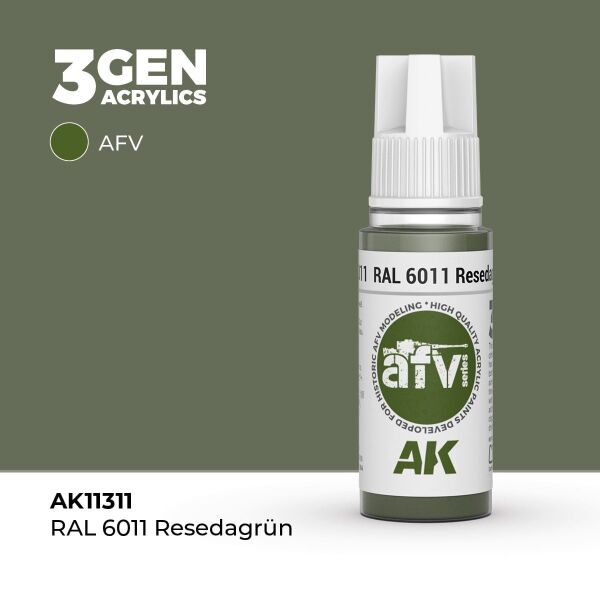 AK 11311 17 ml. RAL 6011 Resedagrün, AFV Serisi 3GEN Akrilik Model Boyası