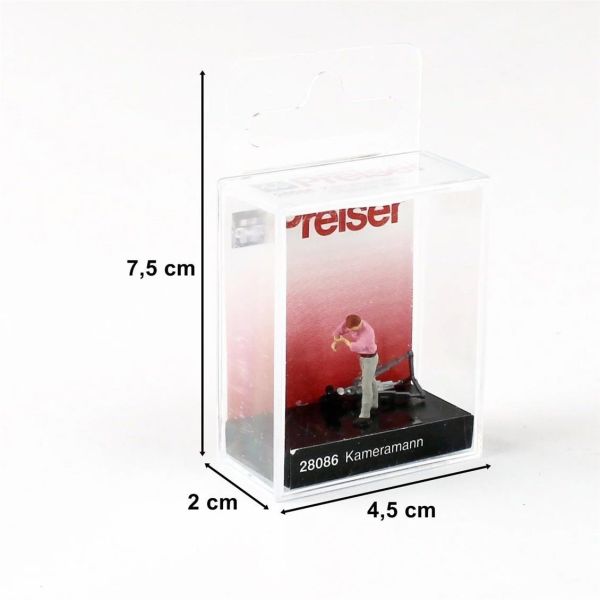 Preiser 28086 1/87 Ölçek, Kameraman ve Kamera, Boyanmış Plastik Figürü