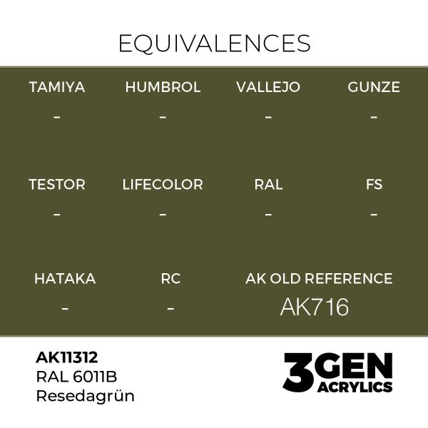 AK 11312 17 ml. RAL 6011B Resedagrün, AFV Serisi 3GEN Akrilik Model Boyası