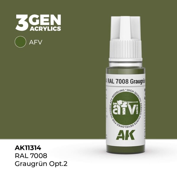 AK 11314 17 ml. RAL 7008 Graugrün Opt 2, AFV Serisi 3GEN Akrilik Model Boyası