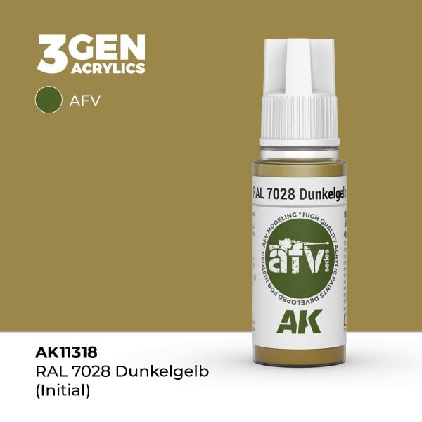 AK 11318 17 ml. RAL 7028 Dunkelgelb (Initial), AFV Serisi 3GEN Akrilik Model Boyası