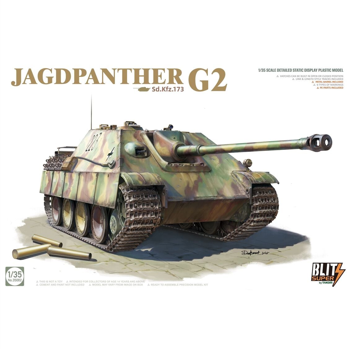 Takom 35002 1/35 Ölçek, Jagdpanther G2 Sd.Kfz.173 (Super Blitz), Tank Avcısı Plastik Model Kiti