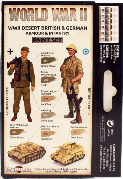 Vallejo 70208 6x17 ml. Desert British & German Armour & Infantry, Model Color Serisi Model Boyası Seti