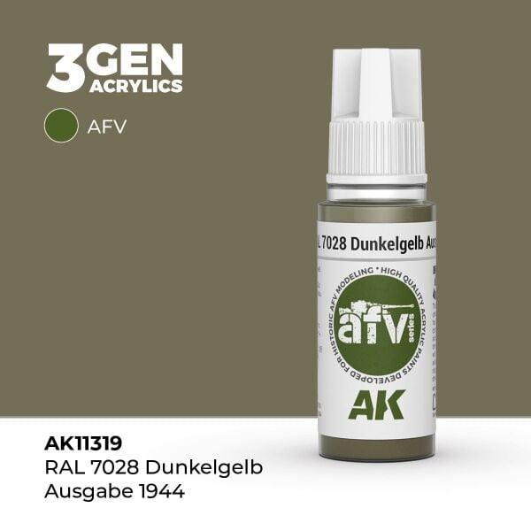 AK 11319 17 ml. RAL 7028 Dunkelgelb Ausgabe 1944, AFV Serisi 3GEN Akrilik Model Boyası
